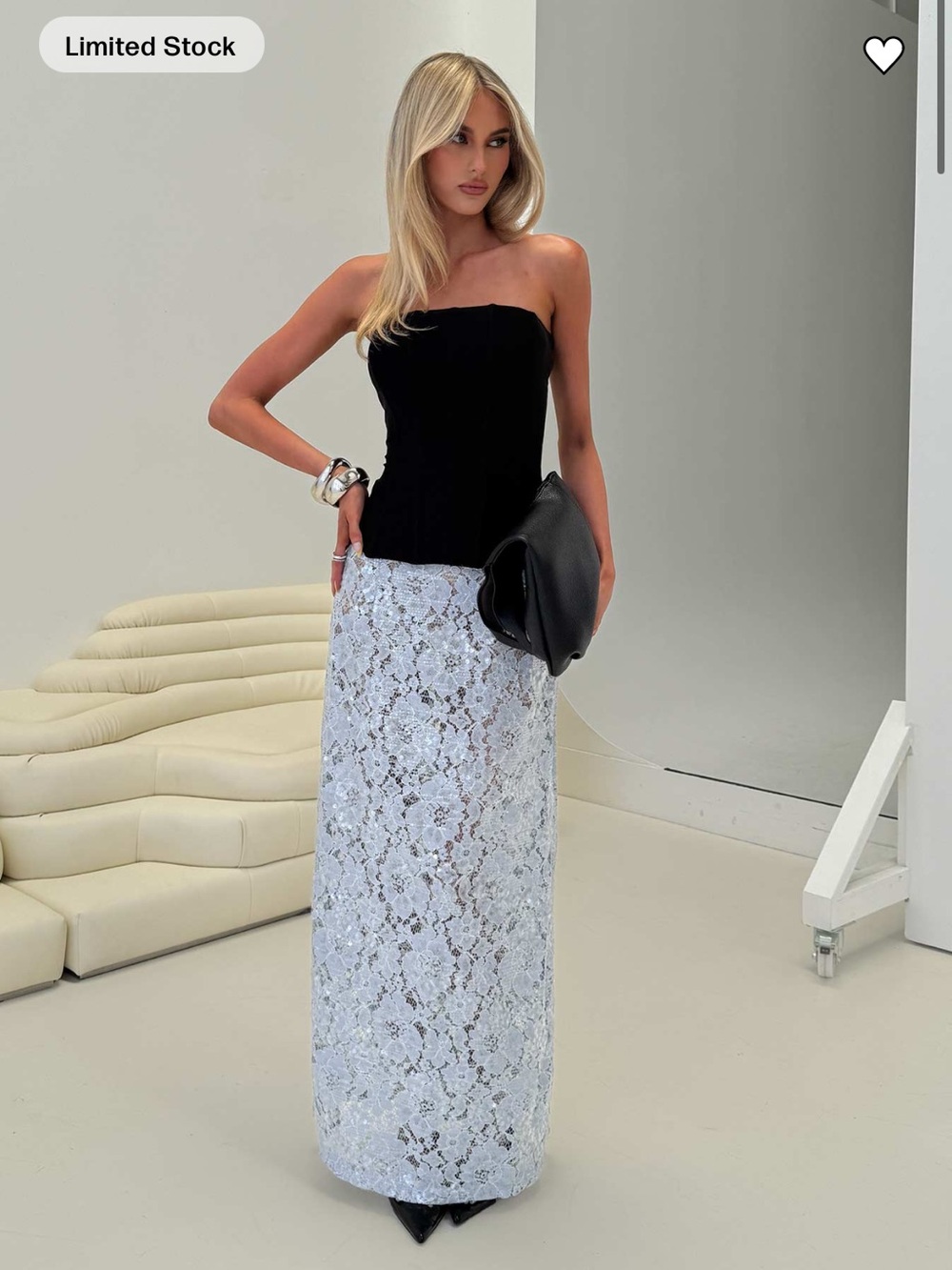 Princess Polly Black Bodice with Light Blue Lace Maxi Skirt - Picture 2 of 6